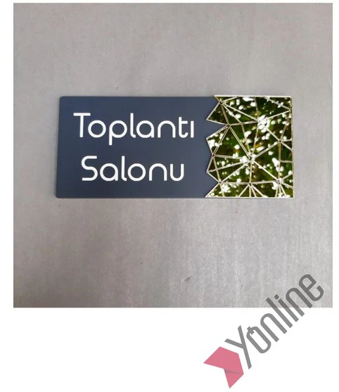 Altın Detaylı Toplantı Salonu Kapı İsimliği