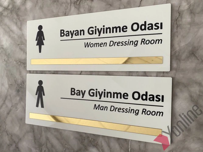 Altın Aynalı Bay & Bayan Giyinme Odası Kapı İsimliği