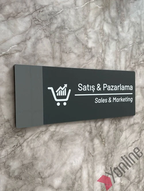 Antrasit Kenarlı Satış & Pazarlama Kapı İsimliği